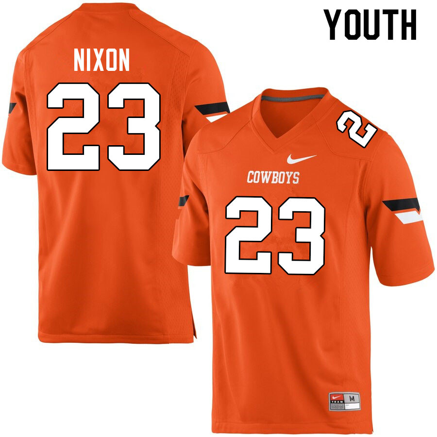 Youth #23 Jaden Nixon Oklahoma State Cowboys College Football Jerseys Sale-Orange - Click Image to Close